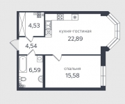 Планировка ЖК Петровская коса, 1, 15.58 м2