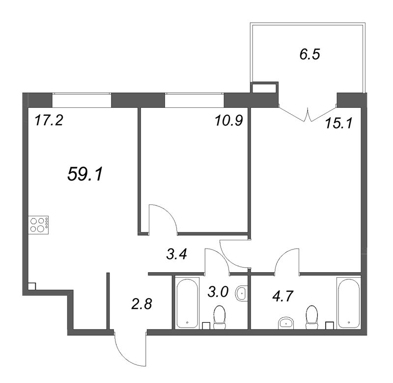 Продажа 2-комн квартиры в новостройке Новогорелово п., Десантника Вадима Чугунова б-р,  к. 1