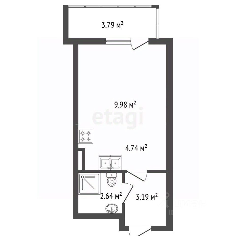 Продажа студии Колпино, улица Севастьянова, 32к4
