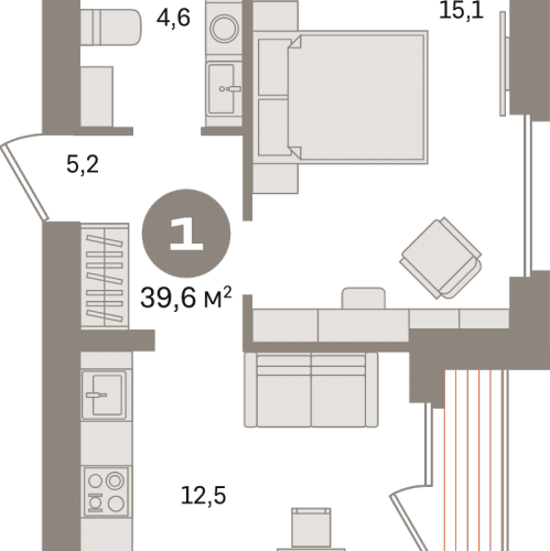 1-комн квартира Сапроново д., Калиновая ул.,  к. 12