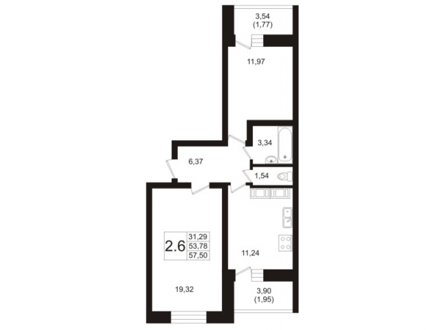 Планировка ЖК Пулковский, 31.29 м2