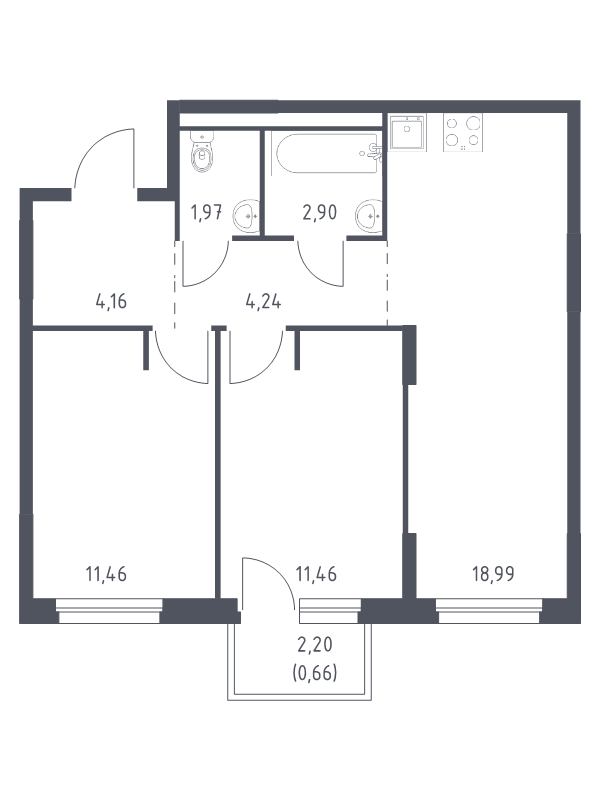 Продажа 2-комн квартиры в новостройке Новосаратовка д., Покровская Дорога ул.,  к. 1.1