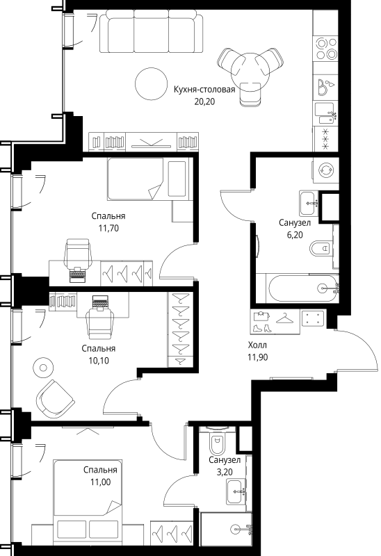 Продажа 3-комн квартиры в новостройке Москва г., Верейская ул.,  к. 1.6