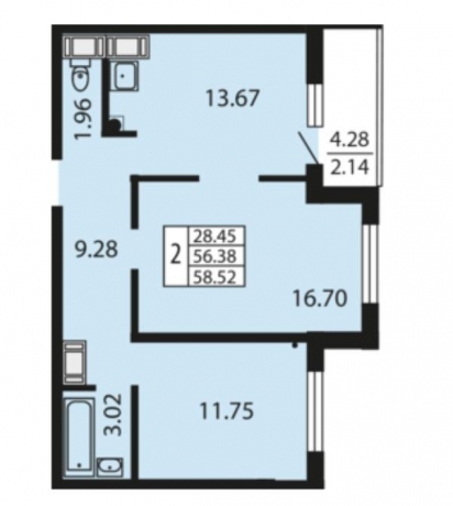 Планировка ЖК Звездный дуэт, 28.5 м2