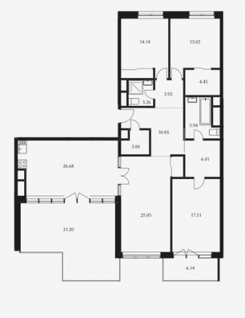 Планировка ЖК Дом Серебряный Бор, 69.73 м2