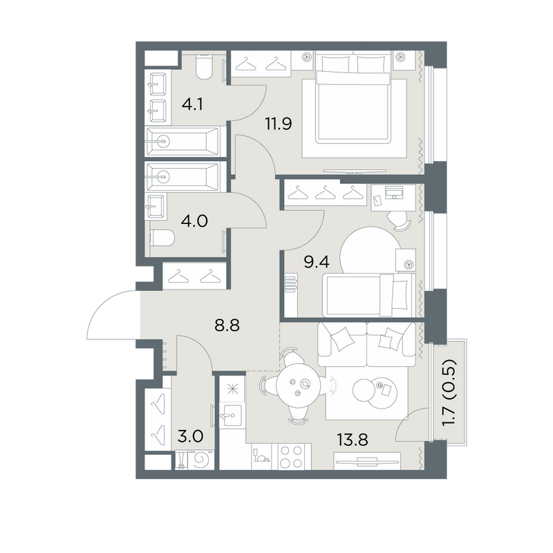 Продажа 2-комн квартиры в новостройке Поздняково д., Солнечная ул.,  к. 1.1