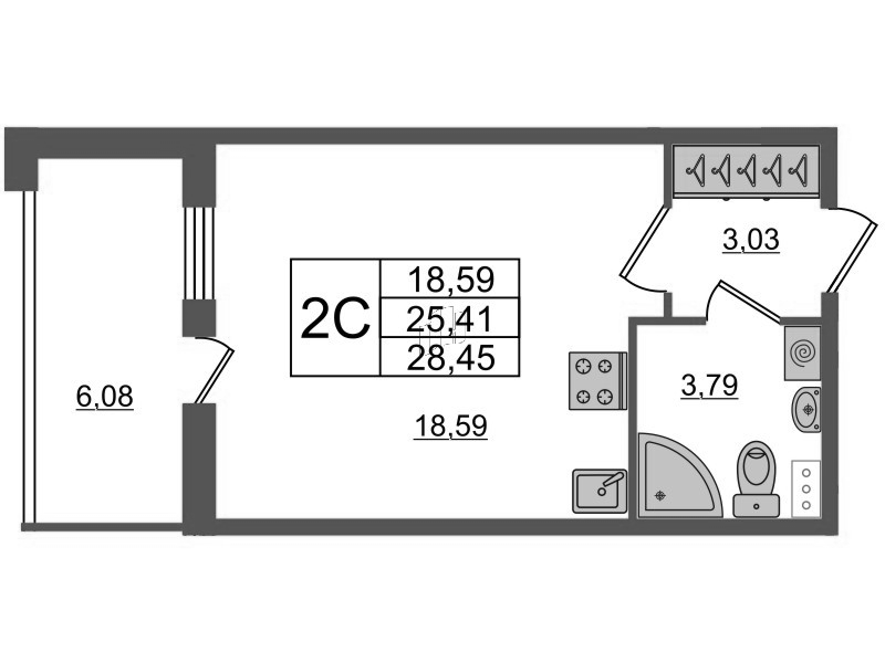 Продажа студии Санкт-Петербург г., Энгельса пр-кт,  к. 3.1