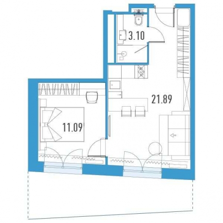 Планировка ЖК Yes Leader, 11.09 м2