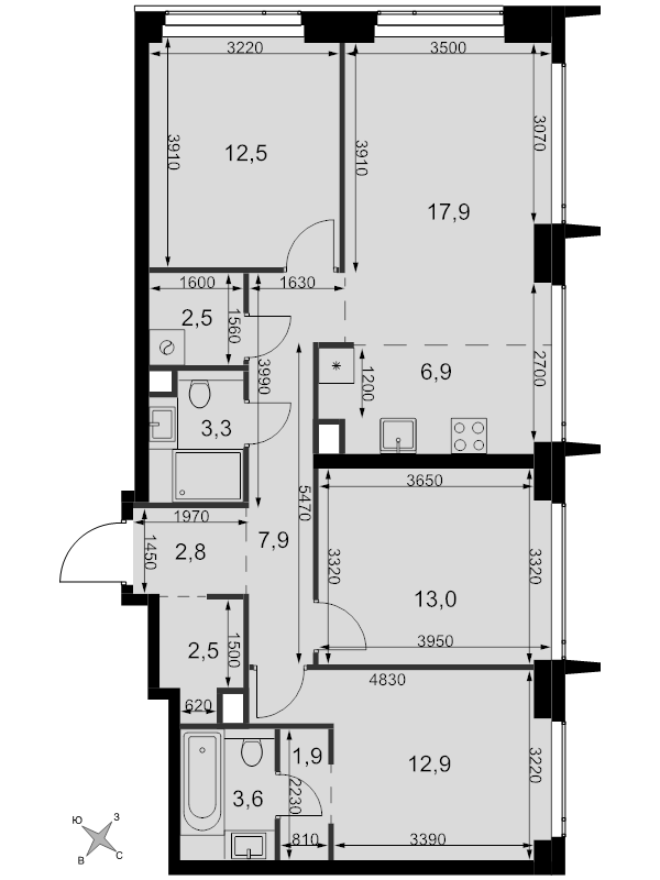 Продажа 3-комн квартиры в новостройке Москва г., Розанова ул.,  к. 5