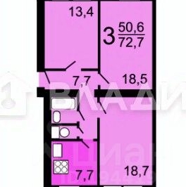 Продажа 3-комн квартиры на вторичном рынке улица Винокурова, 12К3