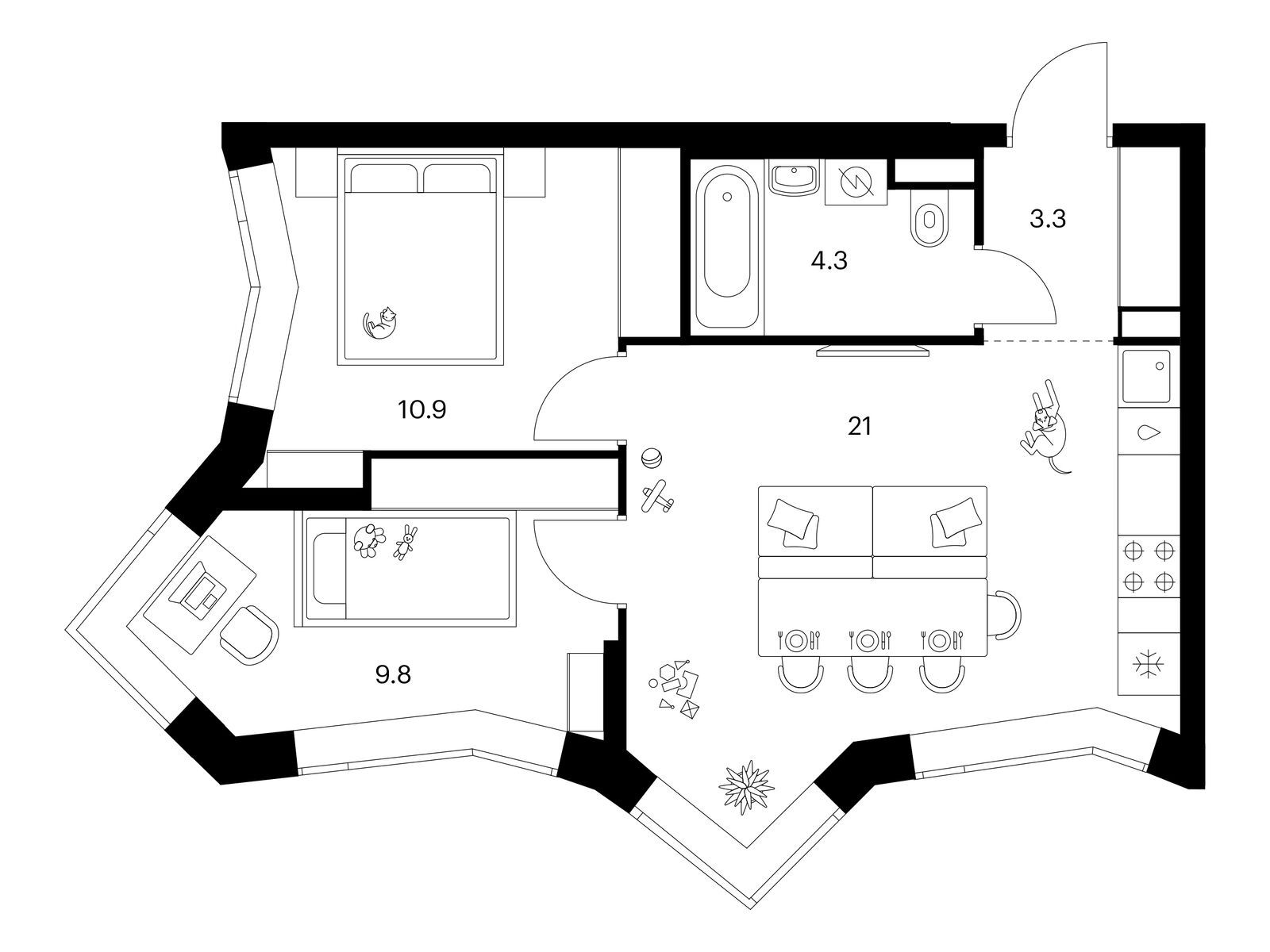 Продажа 2-комн квартиры в новостройке Мичуринский Парк, корп. 4.3