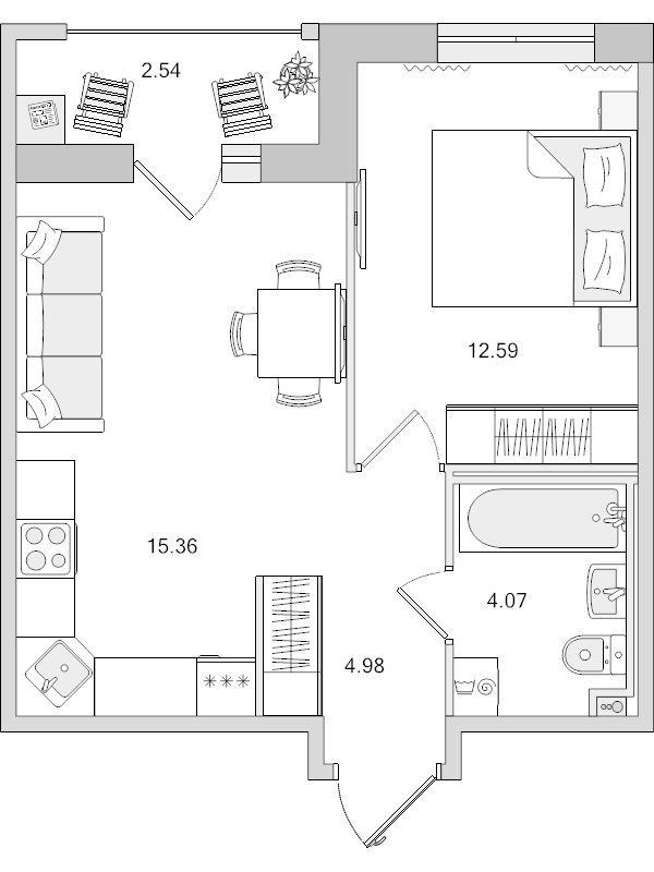 Продажа 1-комн квартиры в новостройке Новосаратовка д., Покровская Дорога ул.,  к. 4.5