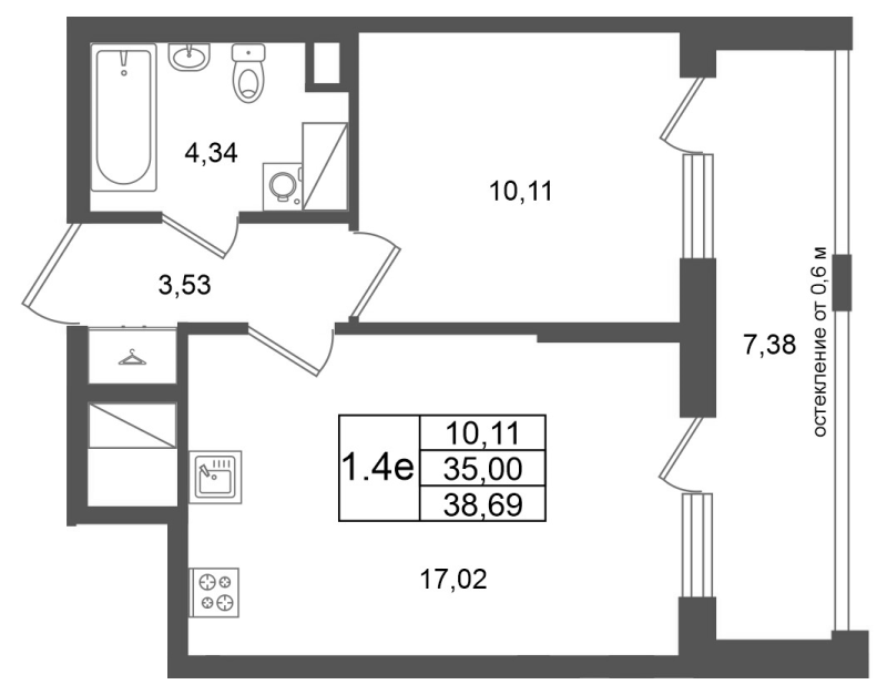 Продажа 1-комн квартиры в новостройке Новосаратовка д., Покровская Дорога ул.,  к. 14.1