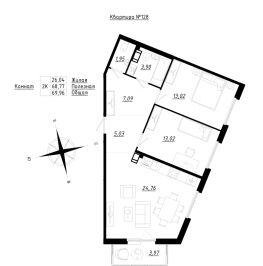 Продажа 2-комн квартиры в новостройке Федоровское д., Центральная ул.,  к. 2