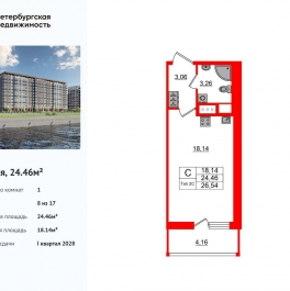 Продажа студии Октябрьская набережная
