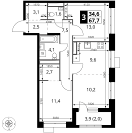 Продажа 2-комн квартиры в новостройке Московский пос., Красулинская ул.,  к. 6