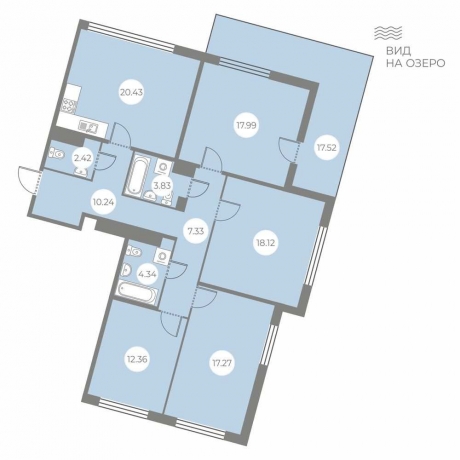 Планировка ЖК БФА в Озерках, 65.74 м2