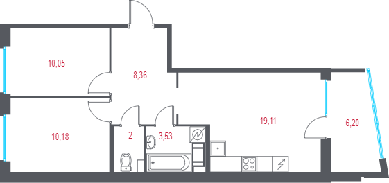 Продажа 2-комн квартиры в новостройке Пушкин г., 1-я линия, территория Лесное,  к. 2.2