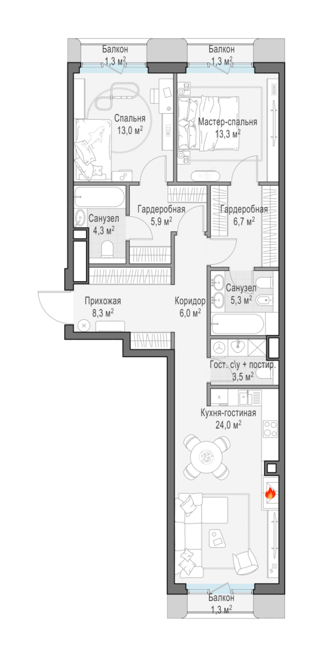 Продажа 2-комн квартиры в новостройке Москва г., Средний Тишинский пер.,  к. K5S4