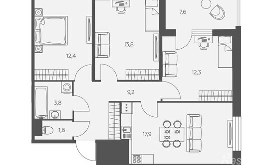 Продажа 3-комн квартиры на вторичном рынке Кудрово, ул Солнечная,  д. 10,  к. 1