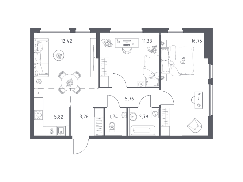 Продажа 2-комн квартиры в новостройке Мисайлово д., Молодежный б-р,  к. 19