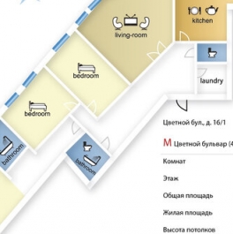 Аренда 4-комн квартиры на вторичном рынке Цветной бульвар,  д. 16/1