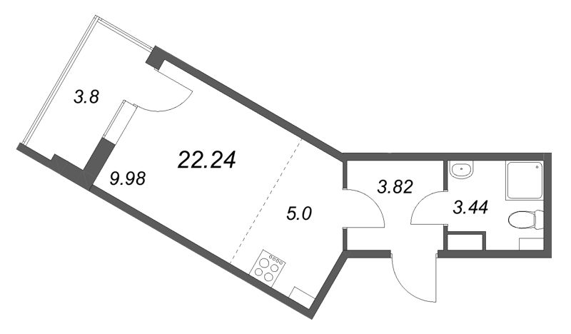 Продажа студии Стрельна п., Будённого пр-кт,  к. 5.5