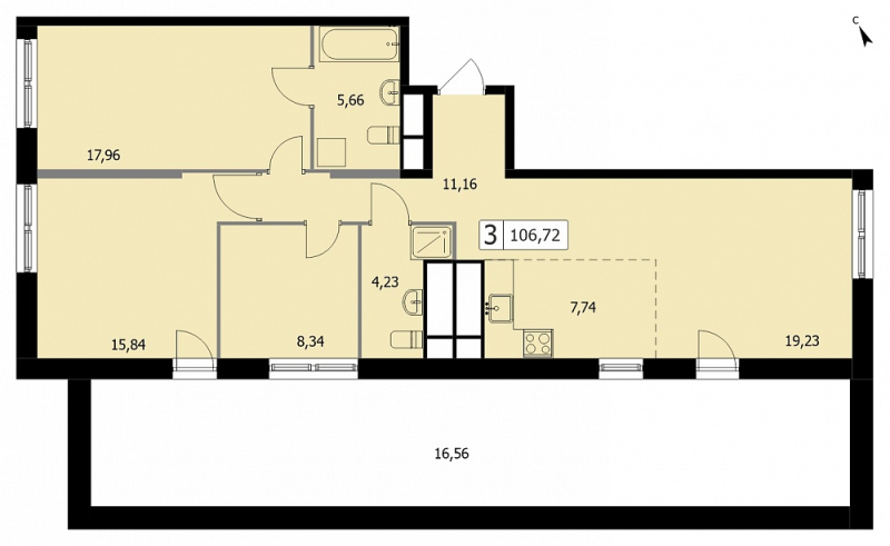 Продажа 3-комн квартиры в новостройке Москва г., 3-я Гражданская ул.,  к. 2с3
