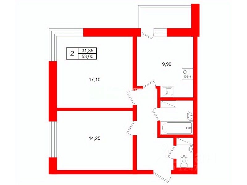 Продажа 2-комн квартиры на вторичном рынке пос. Парголово, Заречная улица, 13к4