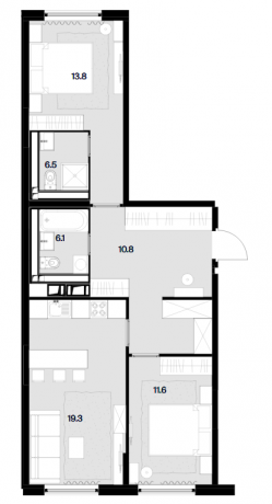 Планировка ЖК Дом MALEVICH, 25.4 м2
