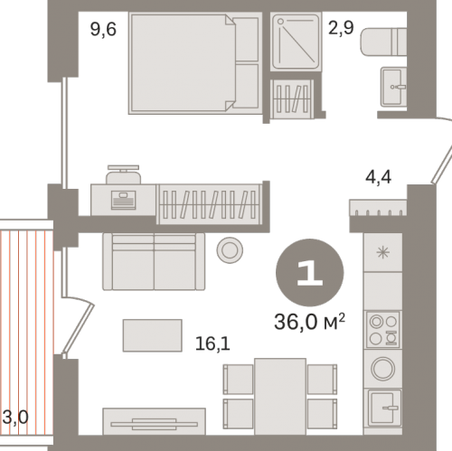 1-комн квартира Сапроново д., Калиновая ул.,  к. 13