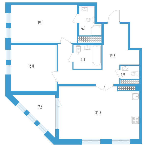 Продажа 2-комн квартиры в новостройке Санкт-Петербург г., Юрия Гагарина пр-кт,  к. 1