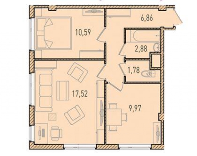 Планировка ЖК Парнас, 28.11 м2