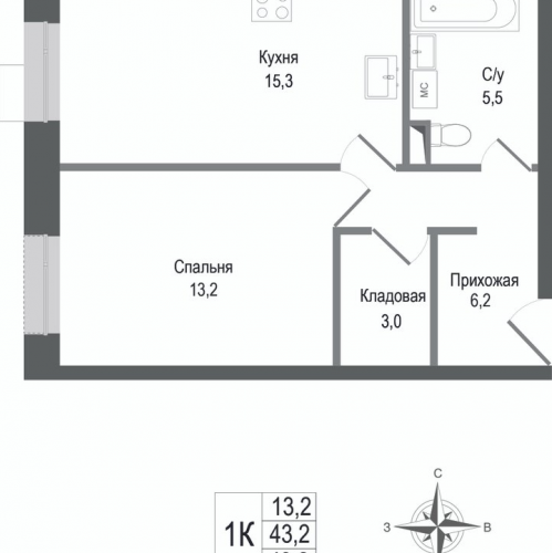 1-комн квартира Королёв г.,  к. 2
