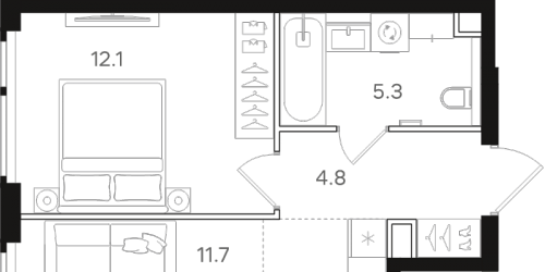 1-комн квартира Москва г., Открытое ш.,  к. 1