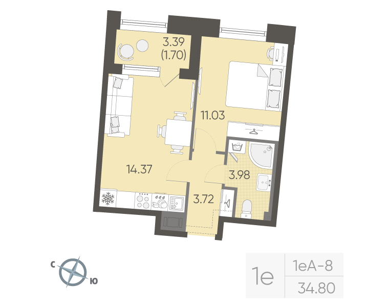 Продажа 1-комн квартиры в новостройке Санкт-Петербург г., Александра Грина б-р,  к. 2