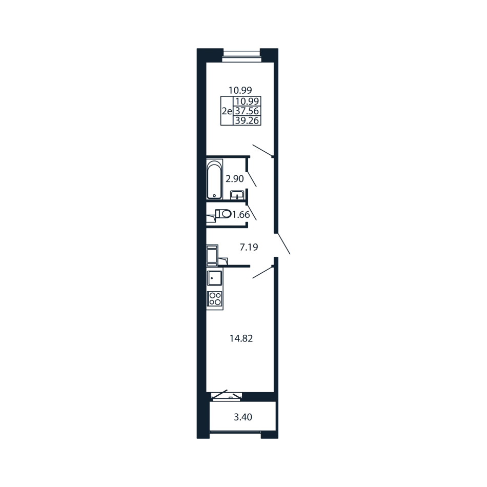 Продажа 1-комн квартиры в новостройке Новоселье п., Центральная ул.,  к. 1.2
