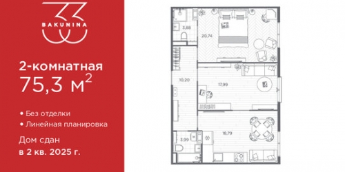 2-комн квартира пр-кт Бакунина,  д. 33