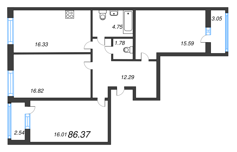 Продажа 3-комн квартиры в новостройке Санкт-Петербург г., Кубинская ул.,  к. 2