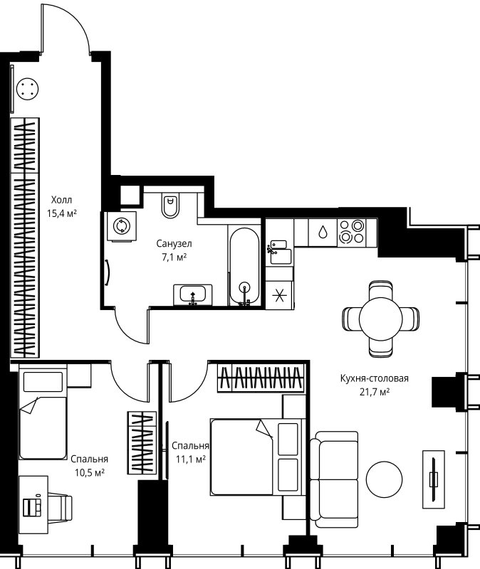 Продажа 2-комн квартиры в новостройке Москва г., Верейская ул.,  к. 1.5