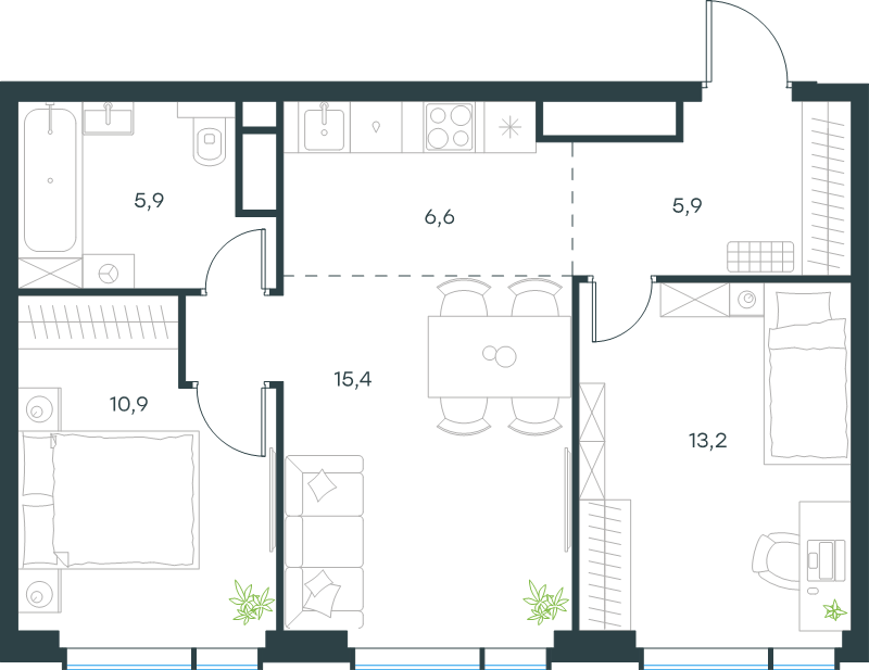Продажа 2-комн квартиры в новостройке Москва г., Озерная ул.,  к. 8