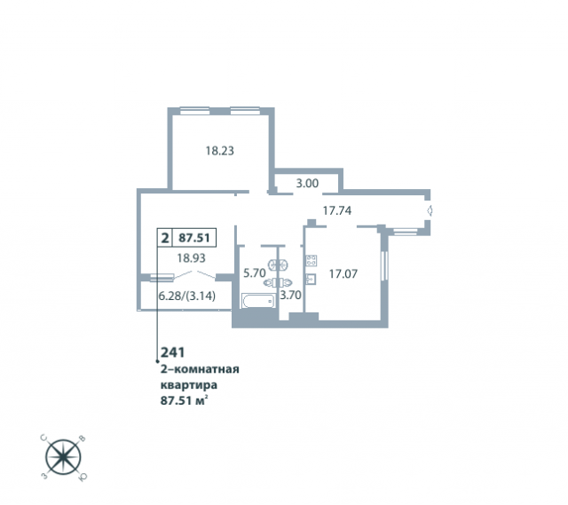 Планировка ЖК Дом на Дворянской, 37.16 м2