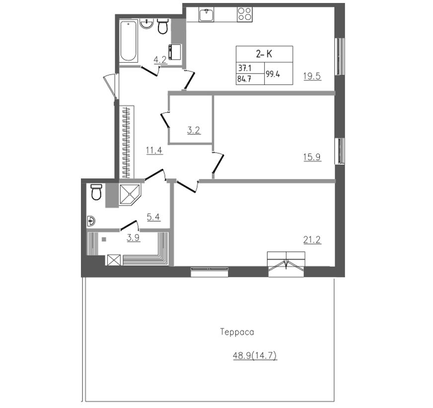 Продажа 2-комн квартиры в новостройке Санкт-Петербург г., Пискаревский пр-кт,  к. 1