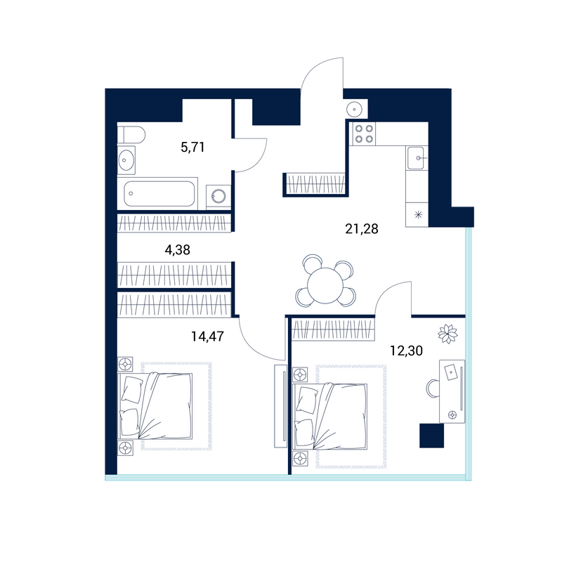 Продажа 2-комн квартиры в новостройке Москва г., Академика Ильюшина ул.,  к. DIUS