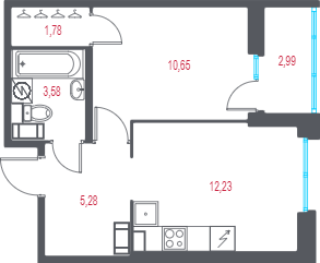 Продажа 1-комн квартиры в новостройке Пушкин г., 1-я линия, территория Лесное,  к. 1.3