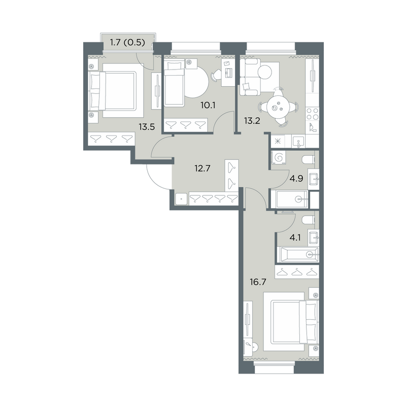 Продажа 3-комн квартиры в новостройке Поздняково д., Солнечная ул.,  к. 1.1