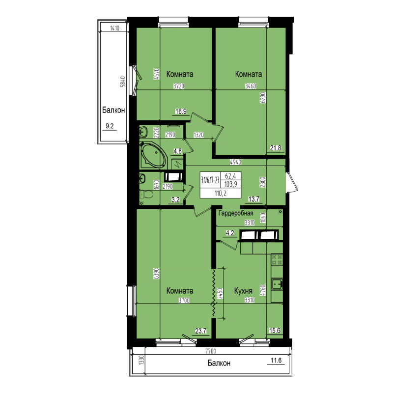 Продажа 3-комн квартиры в новостройке Парголово п., Заречная ул.,  к. 2