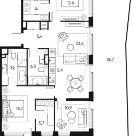 Продажа 4-комн квартиры в новостройке Полковая, 1 Продажа 4-комн квартиры в новостройке Полковая, 1
