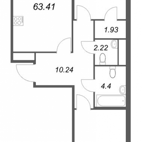 2-комн квартира Санкт-Петербург г., Курская ул.,  к. 1