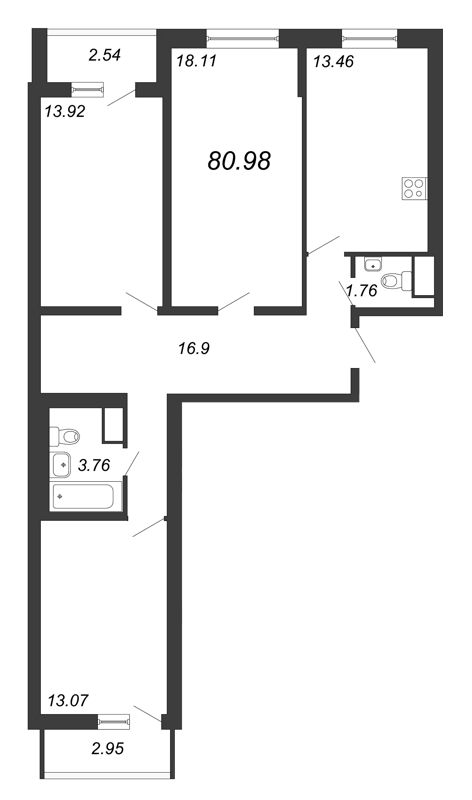 Продажа 3-комн квартиры в новостройке Санкт-Петербург г., Коломяжский пр-кт,  к. 31